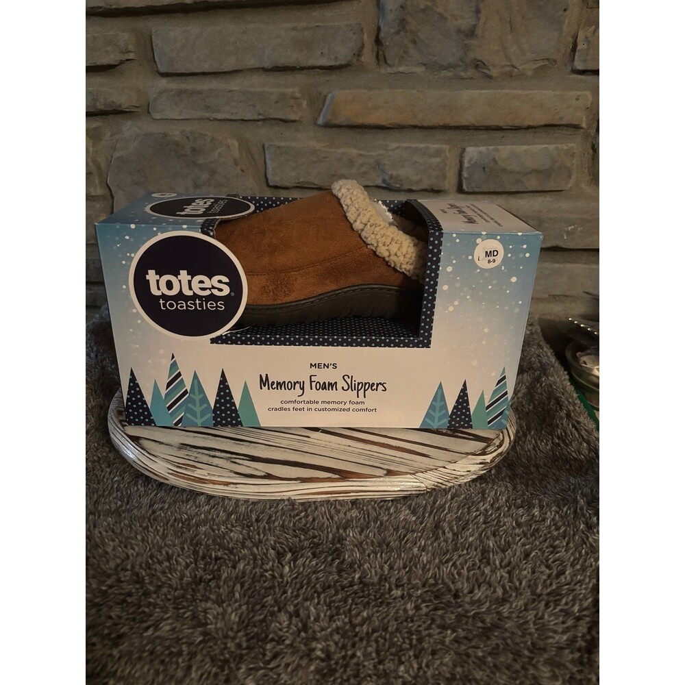 Men Loafer Memory Foam Slippers by Totes Toasties Size 8-9 Brown